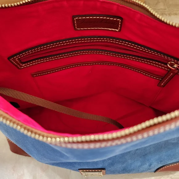 Dooney & Bourke Blue Suede Shoulder Bag Light Blue - Picture 5 of 10